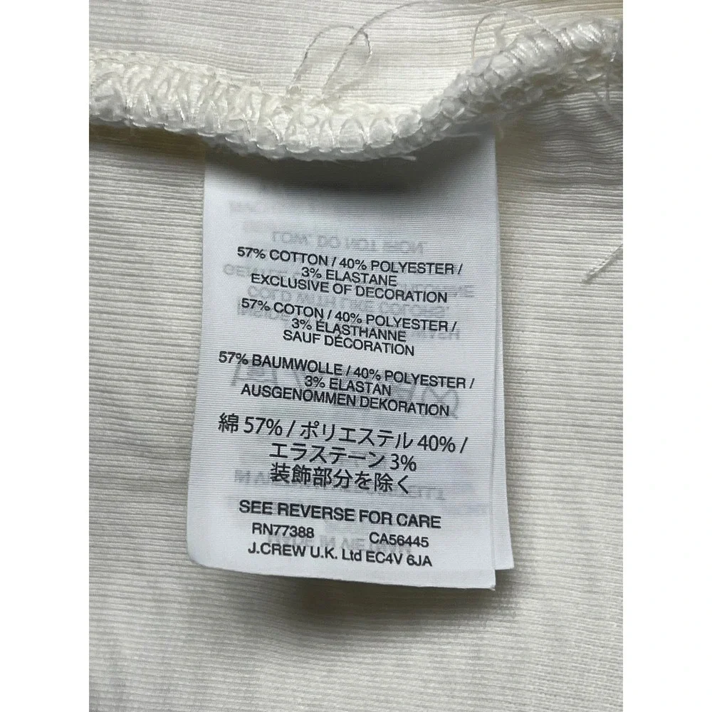 J. Crew Textured Crew Neck Sweatshirt Cream XL‎ Button Detail Preppy Coastal
